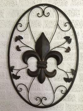 Metalen wandornament - Franse lelie - bruin - rustiek